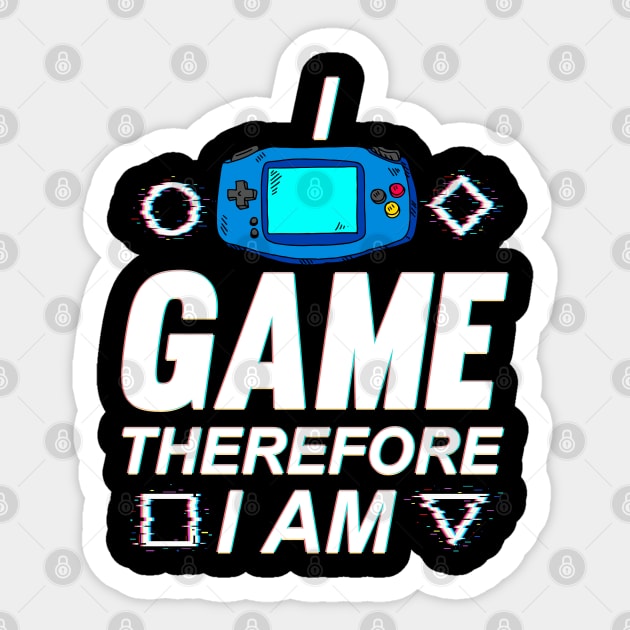 I Game Therefore I Am Sticker by NoBreathJustArt